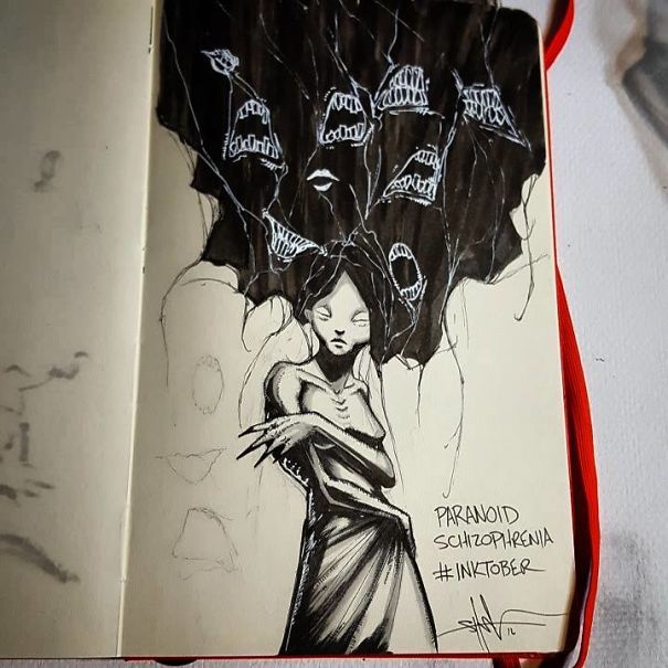 Artist Creates Stunning Mental Illness Illustrations for Inktober